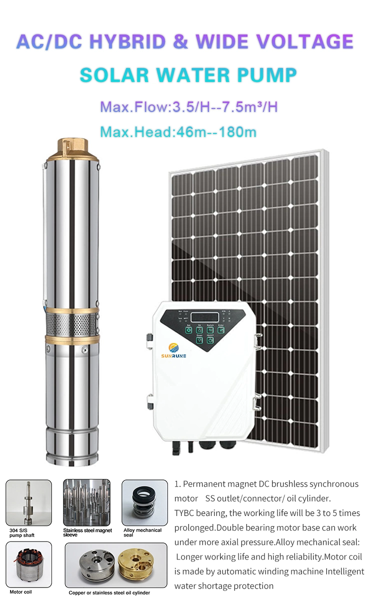 Deep Well Pump Hybrid AC DC Solar Water Pump Submersible Borehole Water Pump